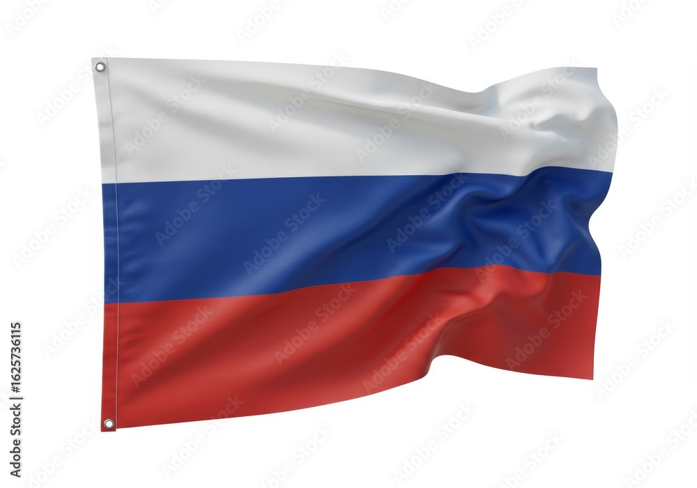 Patriotic russian banner on a white background, national ensign concept Patriotic russian banner on a white background, national ensign concept