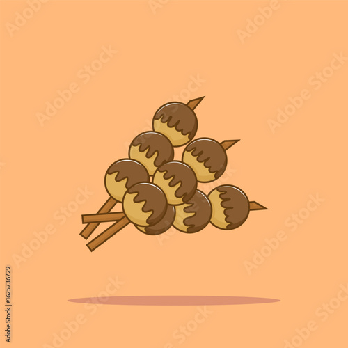 skewer donuts Cartoon Vector Icon Illustration. Food Snack Icon Concept Isolated Premium Vector. Flat Cartoon Style