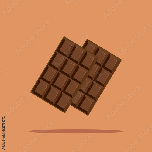 Chocolate Bar Cartoon Vector Icon Illustration. Food Snack Icon Concept Isolated Premium Vector. Flat Cartoon Style