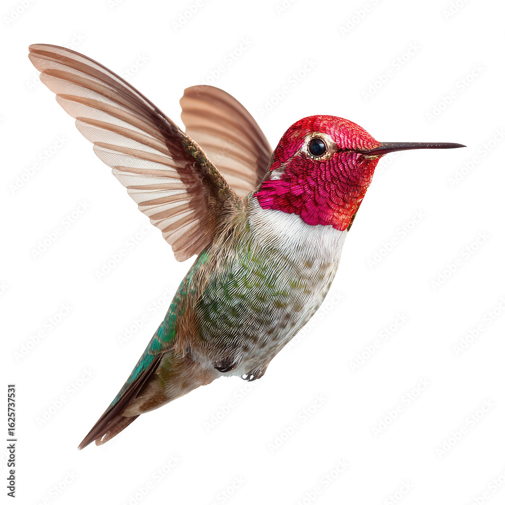 Fototapeta premium Flying hummingbird, vibrant colors