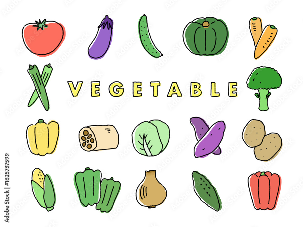 Fototapeta premium set of vegetables/野菜のイラストセット