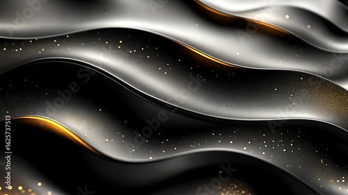 Elegant Black Wave with Golden Highlights Abstract Motion Background Video