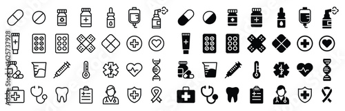 Medical Icons Collection for Health, Pharmacy, and Healthcare Use