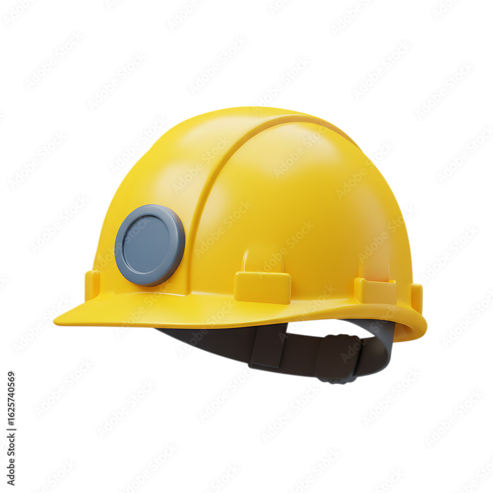 Fototapeta premium Yellow hard hat with lamp isolated on transparent background