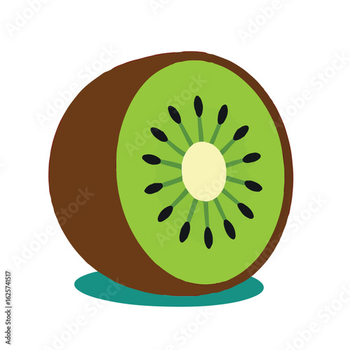 Fresh half and sliced kiwi fruit isolated on a white background