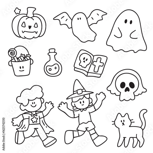 Cartoon, element, ghost in a cloak, autumn, Halloween, illustration, cute picture, hand-painted