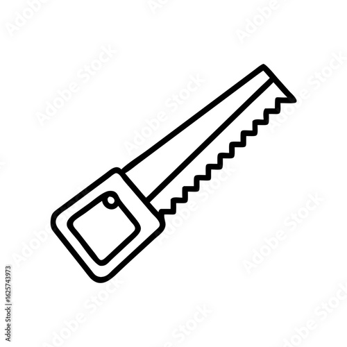 Hand saw in outline style with minimalist design  