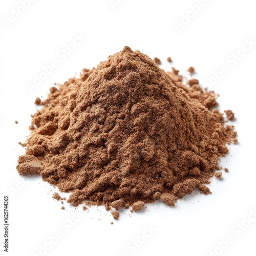 Pile of brown powdered substance isolated on white background