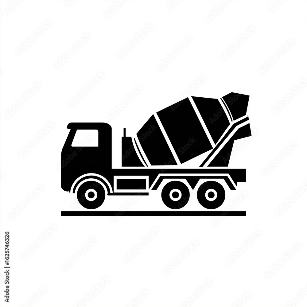 Fototapeta premium Concrete mixer truck delivering building material on construction site