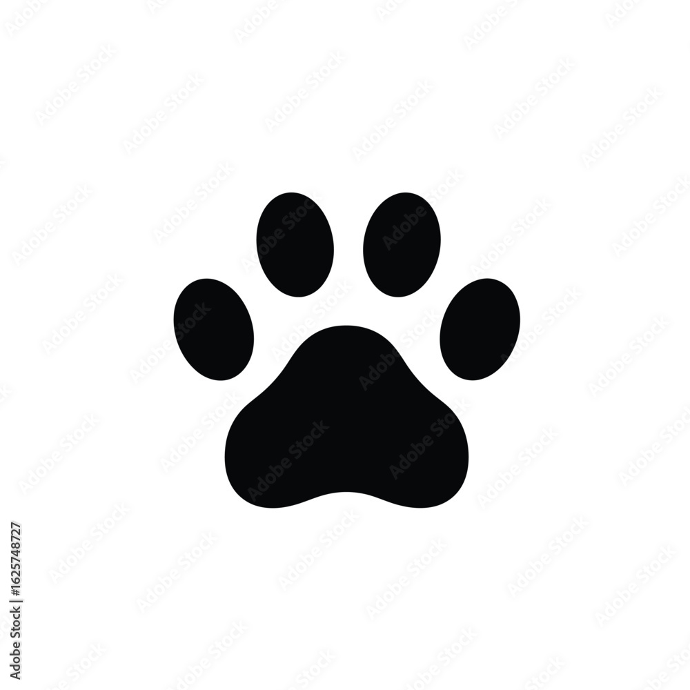 Fototapeta premium Vector art of black paw print isolated on white background