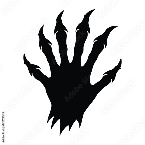 a black silhouette of a hand with claws
