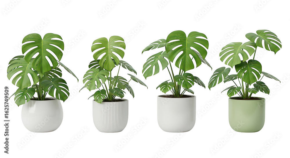 Fototapeta premium Monstera Plants In Stylish Pots