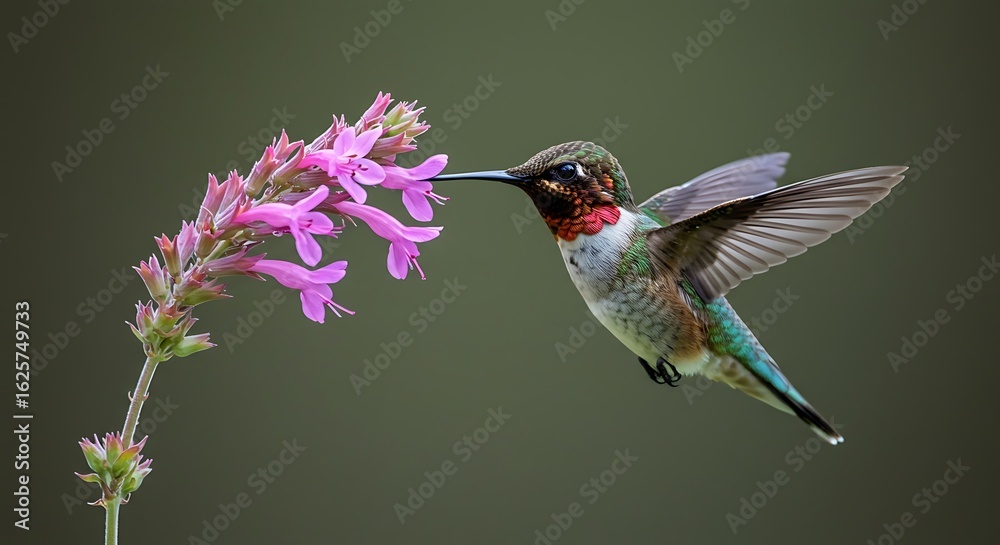 Fototapeta premium Hummingbird feeding on a flower.