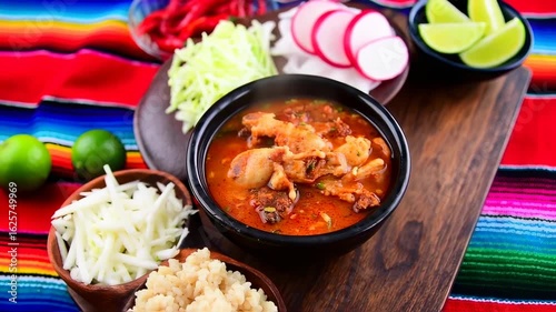Vibrant Pozole Rojo: A Traditional Mexican Soup with Fresh Garnishes