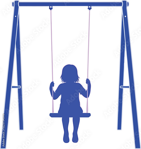 Silhouette of a child on a swing set against a beige background