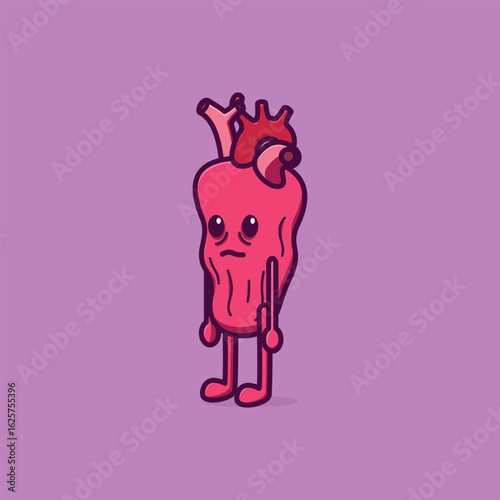 Simple Malnourished and Weak Heart cartoon vector illustration Collection of Interational Heart Day concept icon isolated