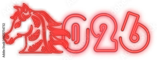 2026 Chinese new year of horse neon light text design