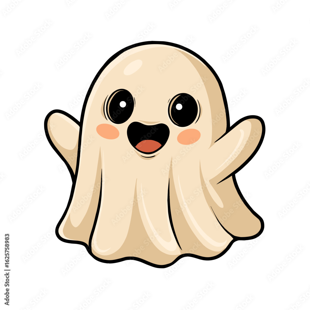 Obraz premium Adorable Happy Ghost Cartoon Happy