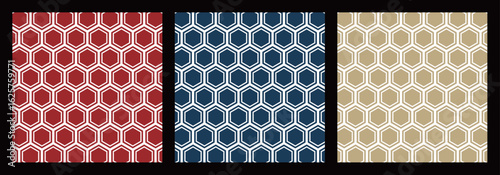 3色の亀甲和柄パターン