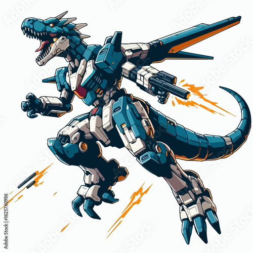 vector illustration of a robot dinosaur warrior