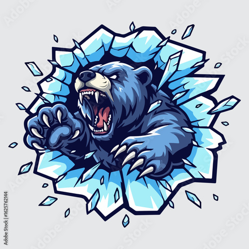 vector illustration polar bear breaking the ice