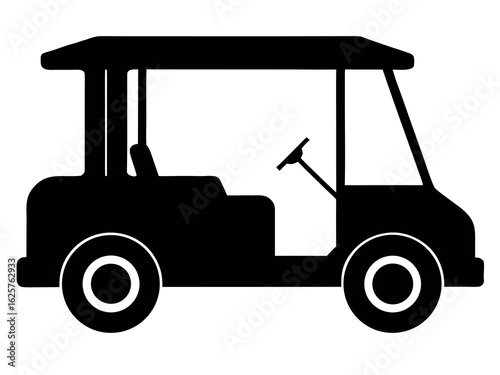 Golf cart silhouette vector, Black golf vehicle vector illustration