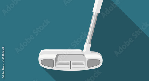 Elegant white golf putter illustration against a calming teal backdrop ideal for sporting goods promotion and advertisement usage