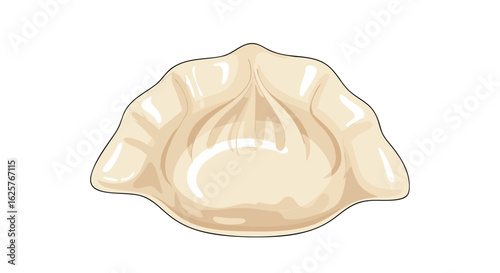 Deliciously Illustrated Dumpling: A Culinary Journey Through Authentic Asian Cuisine, a Single Isolated Gyoza on a White Background Displaying