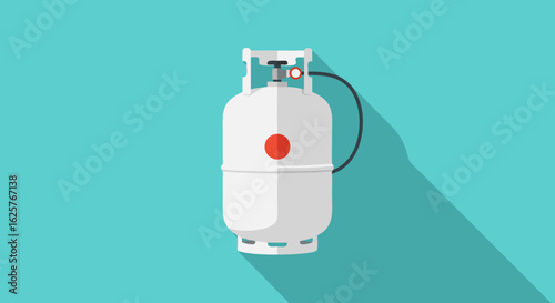 Simple Propane Tank Illustration on a Teal Background with Detailed Shadow Design, Flat Style for Industrial Applications,Vector Graphics