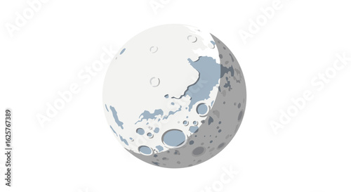A Stylized Depiction of a Lunar Landscape with a Focus on Craters and Surface Detail rendered in a cartoonish illustrative style