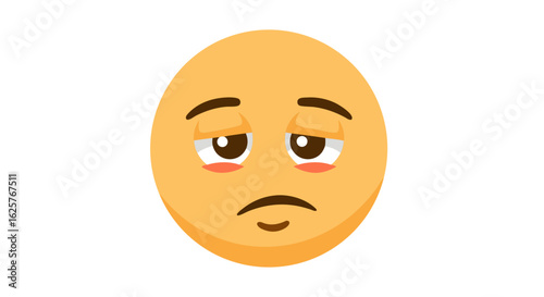 A Depressed Yellow Emoji with Downcast Eyes and a Frowning Mouth Conveying Sadness and Disappointment