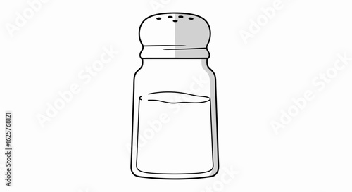 Minimalist salt shaker line art drawing for kitchen or dining decor projects depicting everyday condiment container enhancing food flavor 153