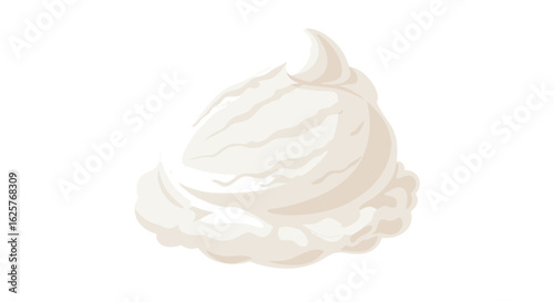 Delicate Swirl of Creamy Whipped Topping on a Clean White Backdrop Illustrative Style