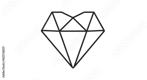 Geometric Outline of a Diamond, A Symbol of Luxury, Simplicity and Minimalist Elegance, isolated on a white background
