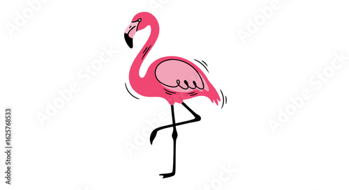 Stylized flamingo illustration, showcasing vibrant pink hues and playful curves for whimsical designs and cheerful tropical themed creations