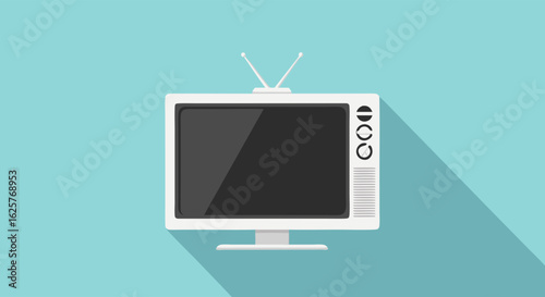 Minimalist Retro Television Illustration on Light Blue Background for Nostalgic Media