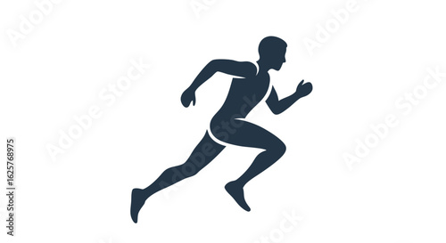 Silhouette of a runner sprinting forward, embodying speed and power, representing athleticism and determination in motion
