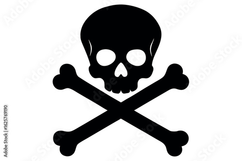 Skull with bones silhouette vector