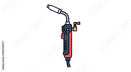 Illustration showcasing a blue and red welding torch tool with a white background offering a clear industrial equipment visual for graphics and