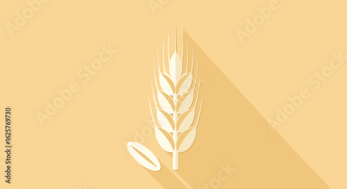Minimalist wheat stalk on a warm background evokes agricultural simplicity and freshness highlighting dietary fiber importance and nutritional value
