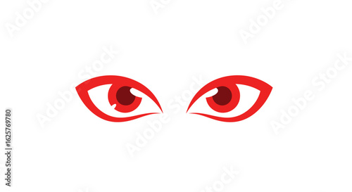 Intense Red Gaze: Stylized Eyes Conveying Watchfulness, Alertness, and a Powerful Presence, Captivating and Commanding Attention