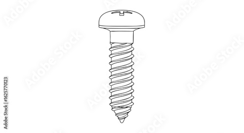 Detailed Line Drawing of a Screw with a Rounded Head for Technical Illustration 5687
