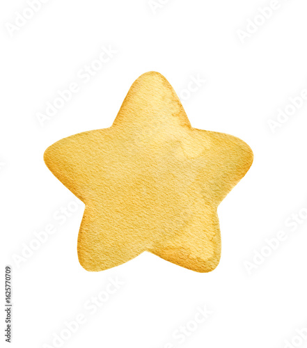 Soft yellow star watercolor element isolated on transparent background. Baby themed clipart for nursery or kids design, educational materials, and scrapbooking.


