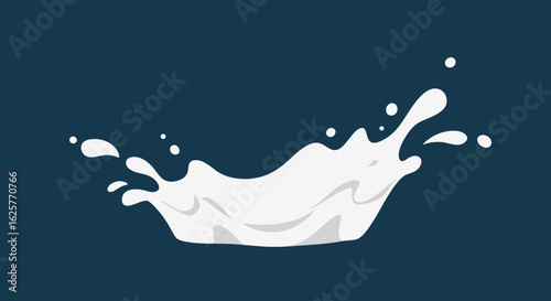 Stylized Milk Splash Illustration Depicting Freshness and Creaminess on Dark Blue Background