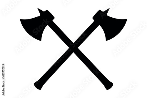 Axe black silhouette, Two old axe silhouette vector 
