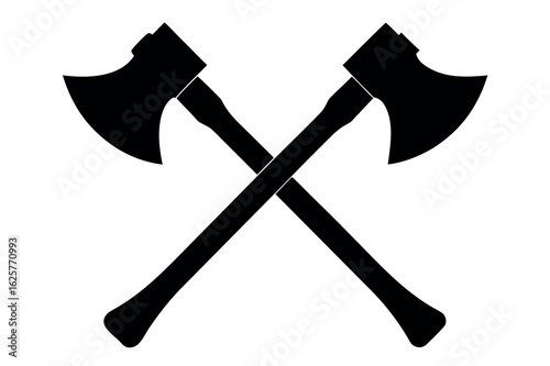 Axe black silhouette, Two old axe silhouette vector 