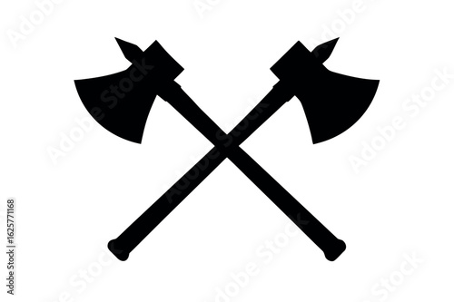 Axe black silhouette, Two old axe silhouette vector 