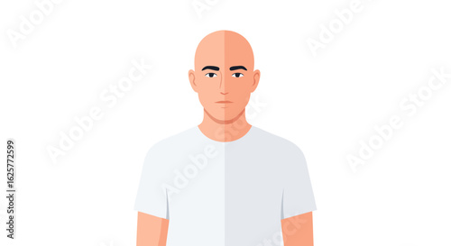 Graphical Depiction of a Hairless Male Figure Featuring Clean Lines and a Minimalist Aesthetic on a Plain Background
