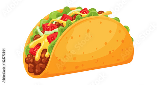 Delicious Crunchy Taco Delight: A Vibrant Illustration of Mexican Cuisine Pleasure