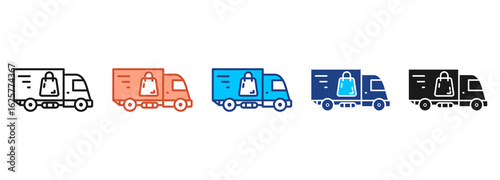 Delivery Truck Icon Set Multiple Style Collection